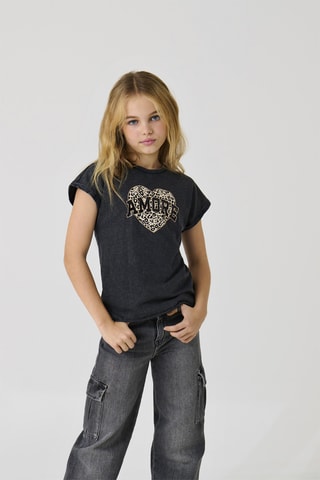 T-shirt em algodão biológico - Antracite mesclado - Kids Only Girl
