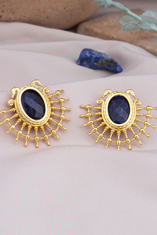 Boucles d’oreilles - Plaqué or jaune et lapis-lazuli
