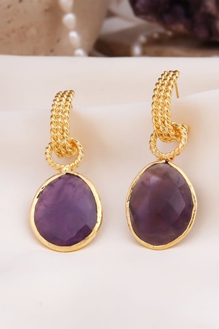 Boucles d’oreilles - Plaqué or jaune et améthystes