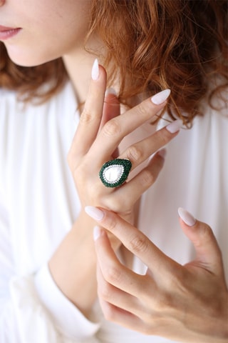 Bague dorée à l'or fin jaune - Perle de culture