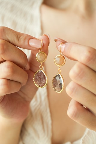 Boucles d'oreilles - Citrines et quartz