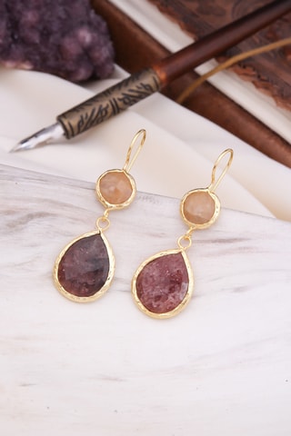 Boucles d'oreilles - Citrines et quartz