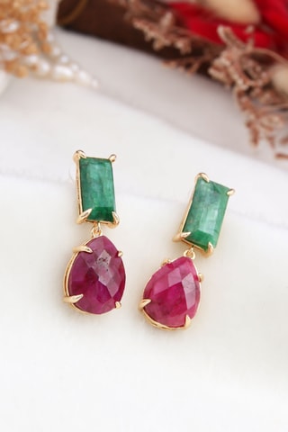 Boucles d’oreilles - Plaqué or jaune et agates