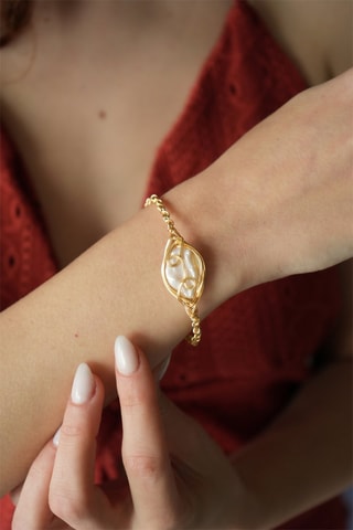 Bracelet - Plaqué or jaune et perle de culture