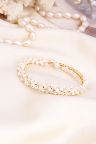 Bracelet - Plaqué or jaune et perles de culture