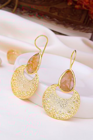Boucles d'oreilles dorées à l'or fin jaune - Citrines