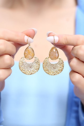 Boucles d'oreilles dorées à l'or fin jaune - Citrines