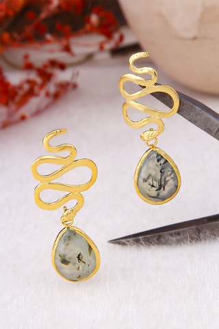 Boucles d'oreilles dorées à l'or fin jaune  - Prehnites