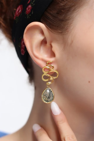 Boucles d'oreilles dorées à l'or fin jaune  - Prehnites