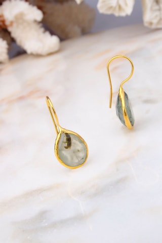 Boucles d'oreilles dorées à l'or fin jaune - Prehnites