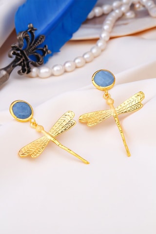 Boucles d'oreilles dorées à l'or fin jaune - Opales