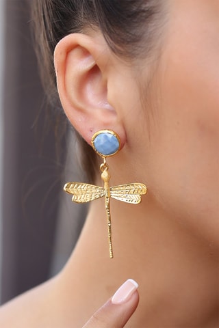 Boucles d'oreilles dorées à l'or fin jaune - Opales