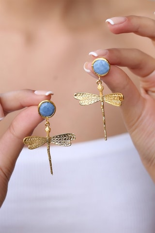Boucles d'oreilles dorées à l'or fin jaune - Opales