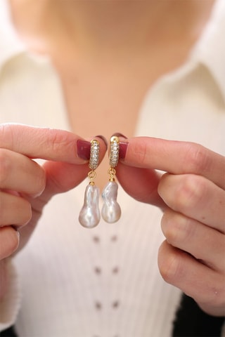 Boucles d'oreilles dorées à l'or fin jaune - Perles de culture