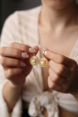 Boucles d’oreilles - Plaqué or jaune et perles de culture