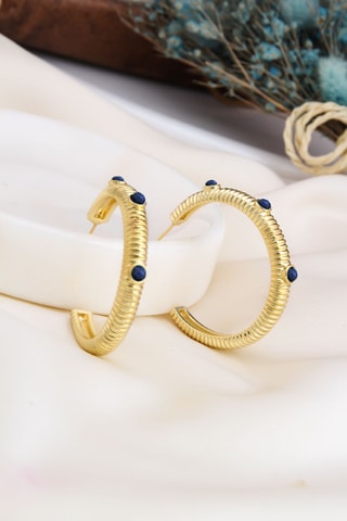Créoles - Plaqué or jaune et lapis-lazulli