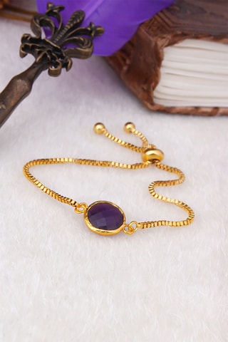 Bracelet doré à l'or fin jaune Améthyste