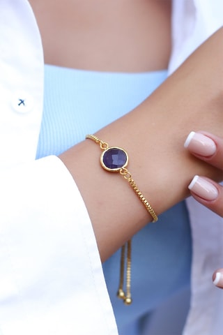 Bracelet doré à l'or fin jaune Améthyste