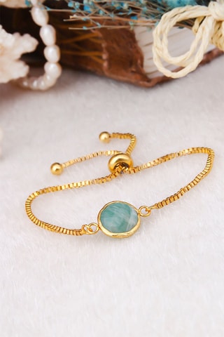Bracelet doré à l'or fin jaune - Amazonite