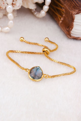 Bracelet doré à l'or fin jaune - Labradorite