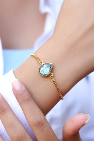 Bracelet doré à l'or fin jaune - Labradorite