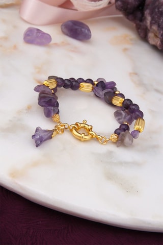 Bracelet doré à l'or fin jaune Améthyste