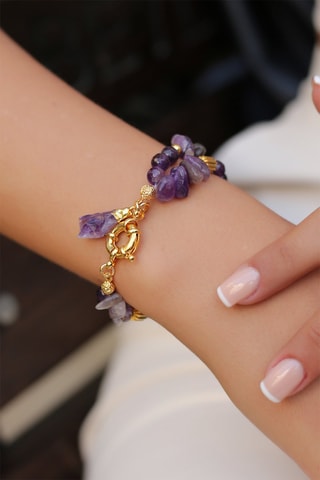 Bracelet doré à l'or fin jaune Améthyste