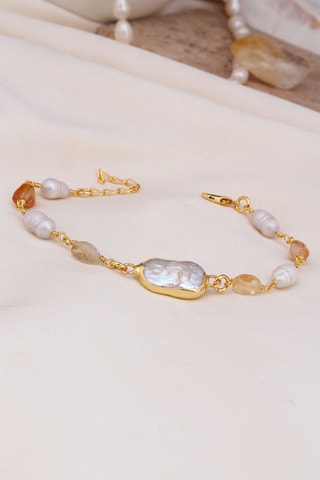 Bracelet doré à l'or fin jaune - Citrines