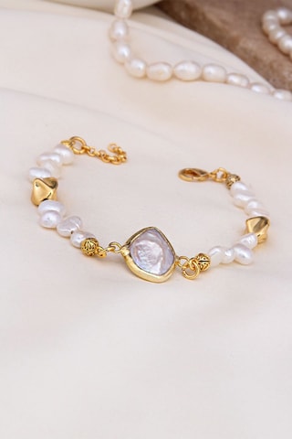 Bracelet doré à l'or fin jaune - Perles de culture