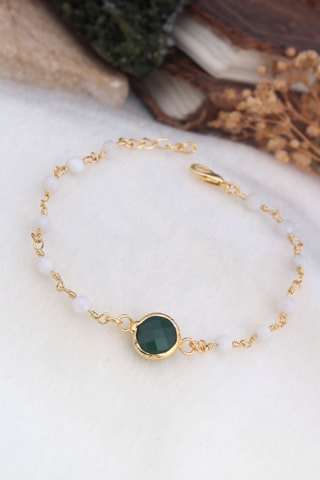 Bracelet - Plaqué or jaune, pierres de lune et agate