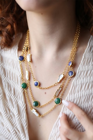 Collier multi-rang doré à l'or fin jaune