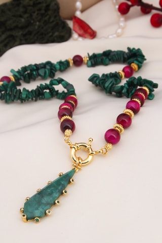 Collier - Œils-de-tigre et malachites