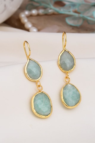 Boucles d’oreilles - Plaqué or jaune et amazonites 