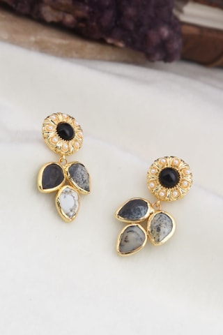 Boucles d’oreilles - Onyx et dendrites opales