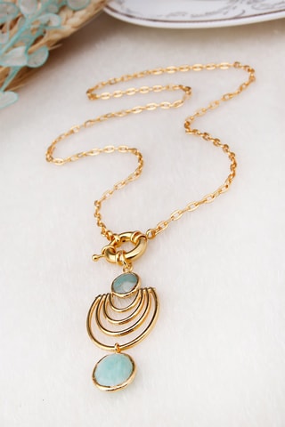 Collier doré à l'or fin jaune - Amazonites