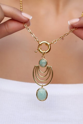 Collier doré à l'or fin jaune - Amazonites