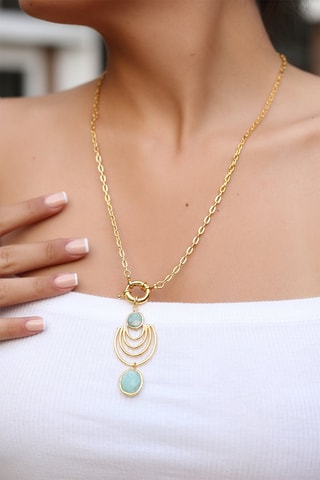 Collier doré à l'or fin jaune - Amazonites