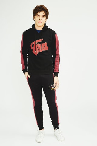Sweater met Capuchon en Joggingbroek Zwart en Rood