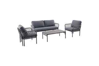 Salon de jardin Picea - 4 places - Canapé - 2 fauteuils - Table basse 110 x 55 x 38 cm