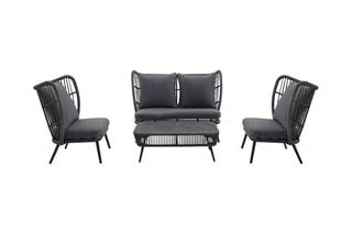 Salon de jardin Chestnut - 4 places - Canapé - 2 chaises - Table basse 110 x 60 x 41 cm