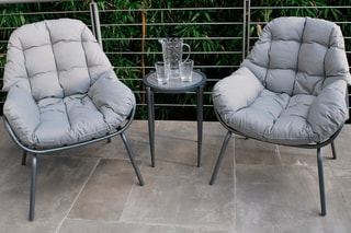 Salon de jardin Lupin - 4 places - Canapé - 2 fauteuils - Table basse - Table d'appoint -  67 x 67 x 45 cm et 46,5 x 46,5 x 55 cm