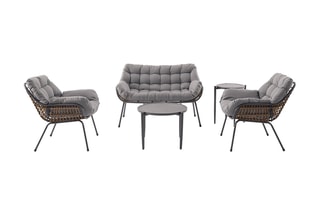 Salon de jardin Lupin - 4 places - Canapé - 2 fauteuils - Table basse - Table d'appoint -  67 x 67 x 45 cm et 46,5 x 46,5 x 55 cm