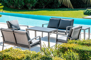 Salon de jardin Valley - 6 places - 2 canapés - 2 fauteuils - 2 tables - 48 x 48 x 48 cm/120 x 63 x 64 cm
