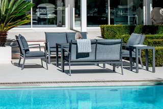 Salon de jardin Valley - 6 places - 2 canapés - 2 fauteuils - 2 tables - 48 x 48 x 48 cm/120 x 63 x 64 cm
