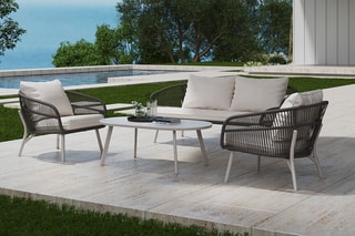 Salon de jardin Liro - 4 places - Canapé - 2 fauteuils - Table basse - 114 x 64 x 42 cm