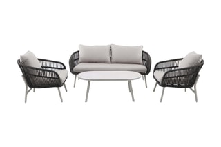 Salon de jardin Liro - 4 places - Canapé - 2 fauteuils - Table basse - 114 x 64 x 42 cm