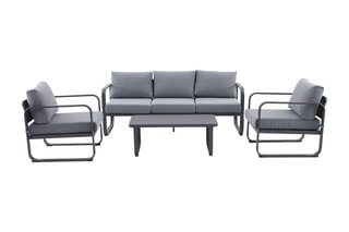 Salon de jardin Minto - 5 places - Canapé - 2 fauteuils - Table basse - 100 x 50 x 38 cm