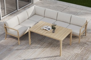 Salon de jardin d'angle Balmo - 6 places - Canapé - Table - 134,5 x 82,5 x 66,5 cm