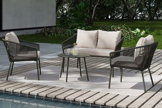 Salon de jardin Vero - 4 places - Canapé - 2 fauteuils - Table basse - 60 x 45 cm