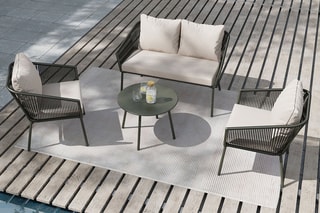 Salon de jardin Vero - 4 places - Canapé - 2 fauteuils - Table basse - 60 x 45 cm